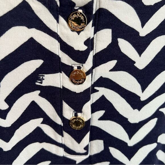 Lilly Pulitzer Charlene Seagull Dress Womens Small Navy Blue/White Gold Buttons - Picture 7 of 9